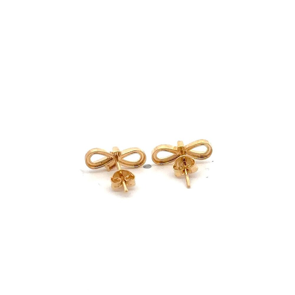18K Gold Earrings Studs Infinity Arrow 1.41 grams - Picture 4 of 9